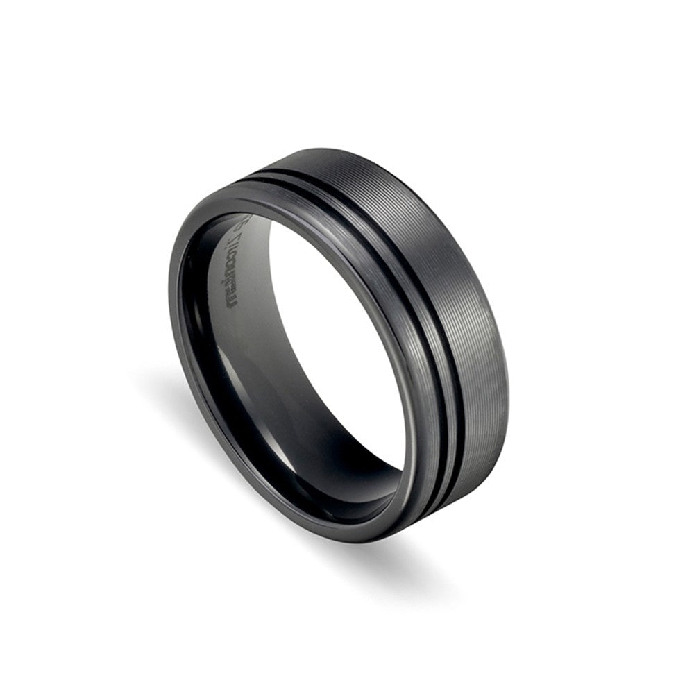 Zirconium Matte Black Ring with Polished Details